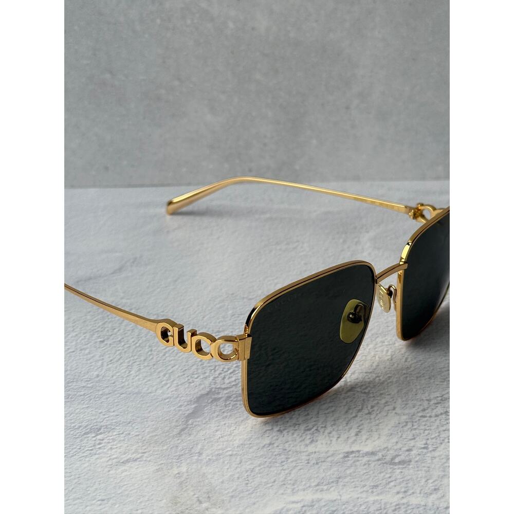 NEW Gucci GG1937S Gold Square Grey Lens Sunglasses $710 - Picture 7 of 10